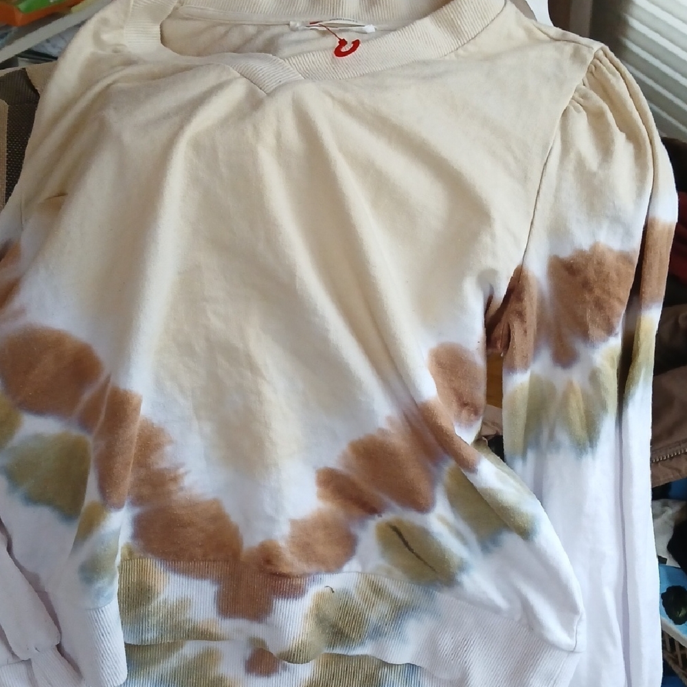 Anthropologie V Neck Tie Dye Sweatshirt